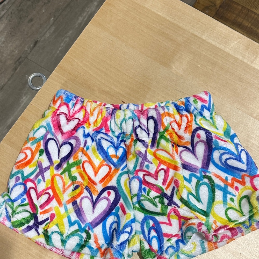 Vibrant Multicolor Heart Print Kids Shorts
